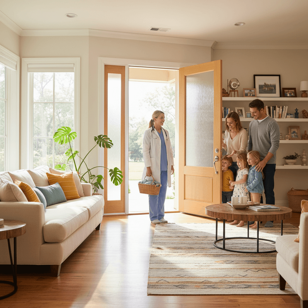 Veterinarian arriving for home visit appointment