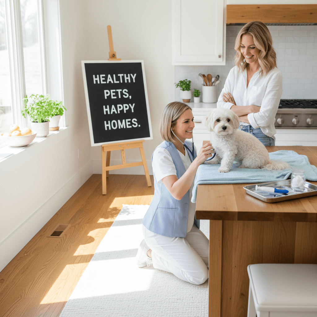 Pet wellness exam in home setting